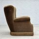 1960s, Danish relax armchair, dark green furniture velour, ash wood.