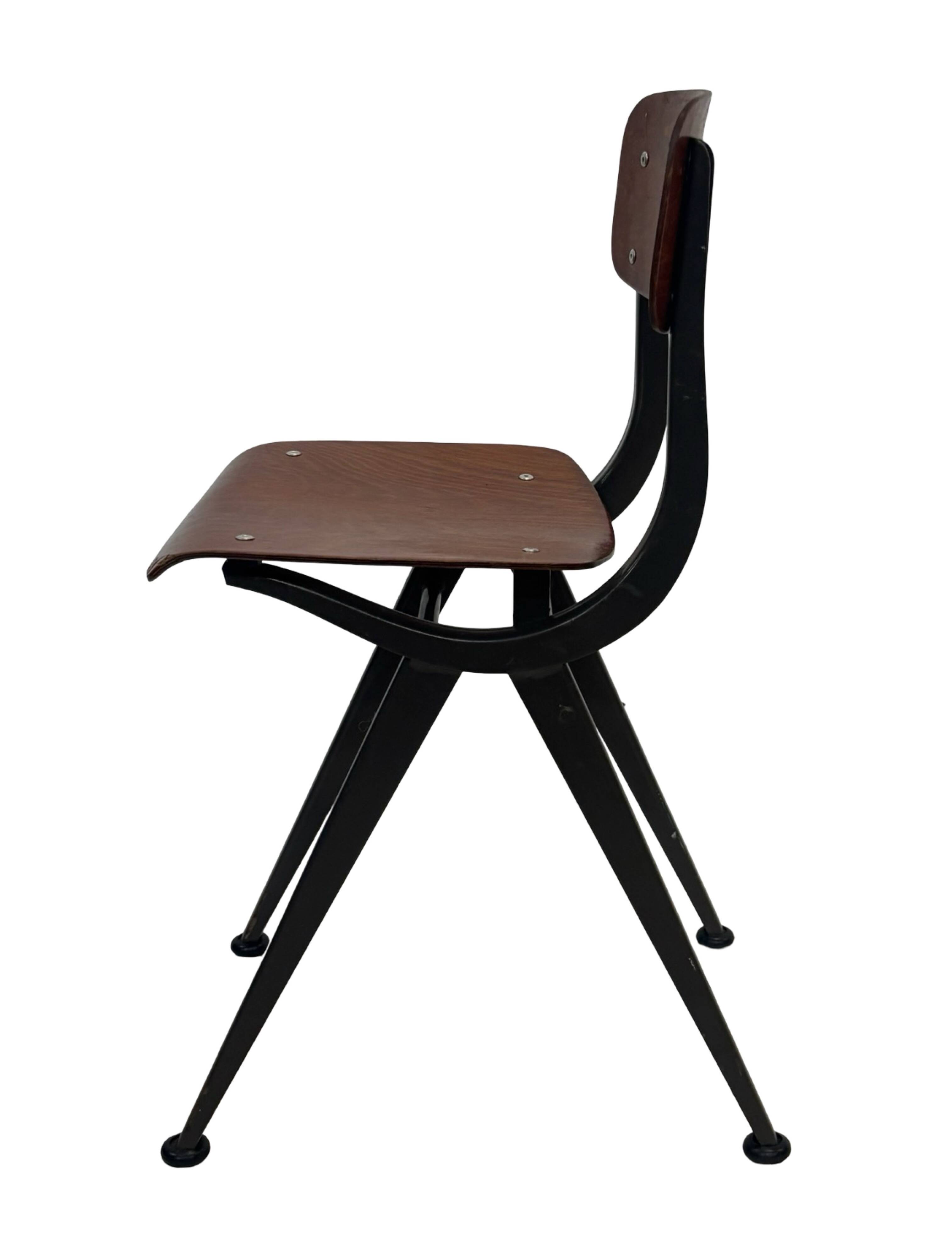 Vintage industrial children's chair, school chair, Dutch design