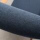 Danish armchair in cherry wood and dark blue fabric