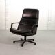 Fauteuil pivotant Artifort Dutch Design en cuir noir, série F, années 1960