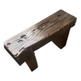 Brutalist burnt wood bench