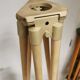 Raw / stripped wooden tripod, vintage industrial lamp base