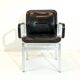 Vintage office chair, aluminium frame and black leather, Sweden 1960s.