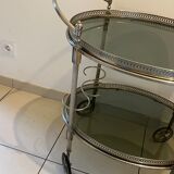 Chariot desserte ovale métal argenté année 60