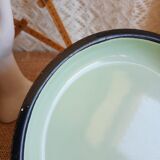 Plat a oeufs vert acier émaillé vintage