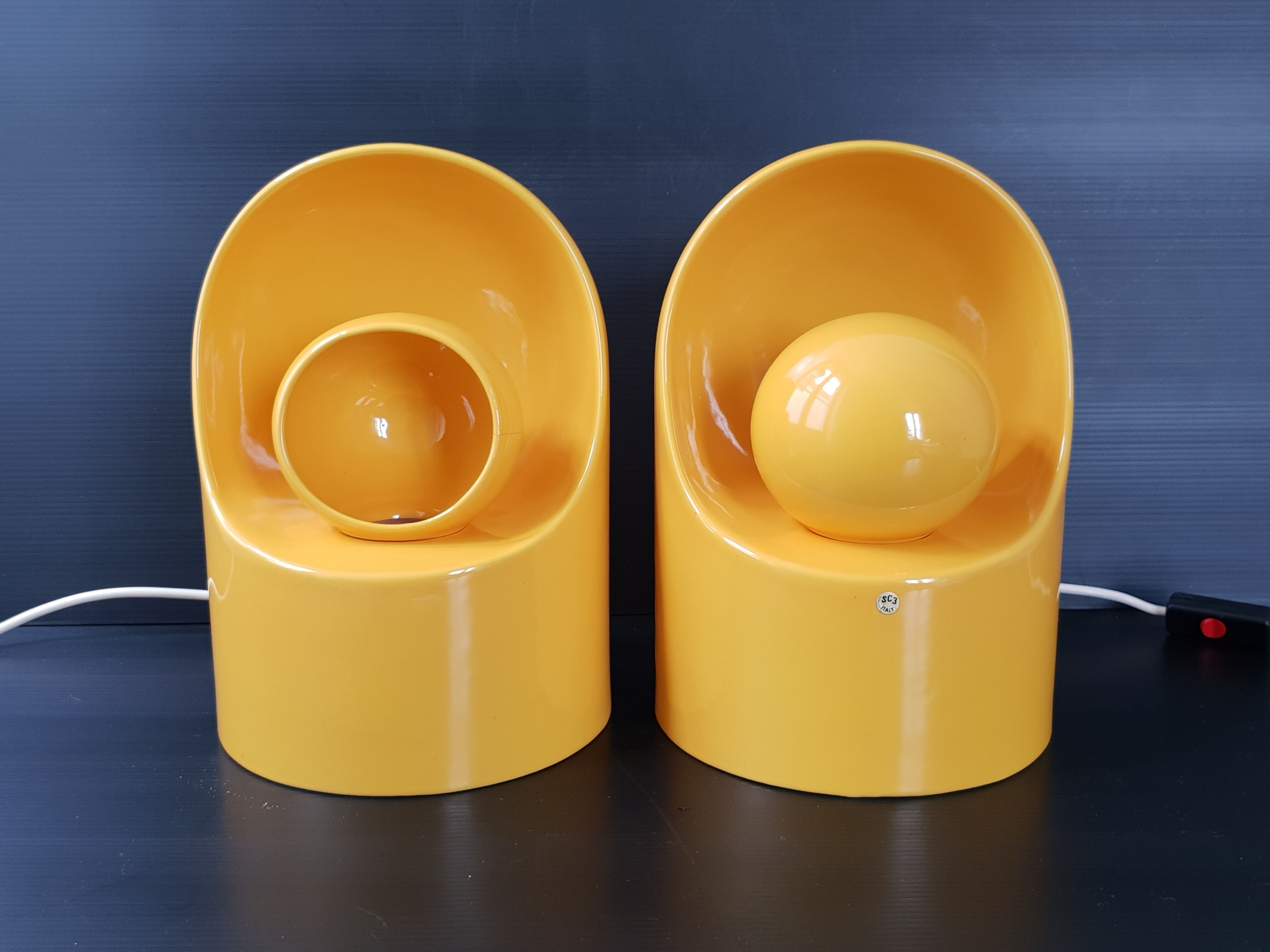 Pair of vintage SC3 lamps by Marcello Cuneo for Gabbianelli