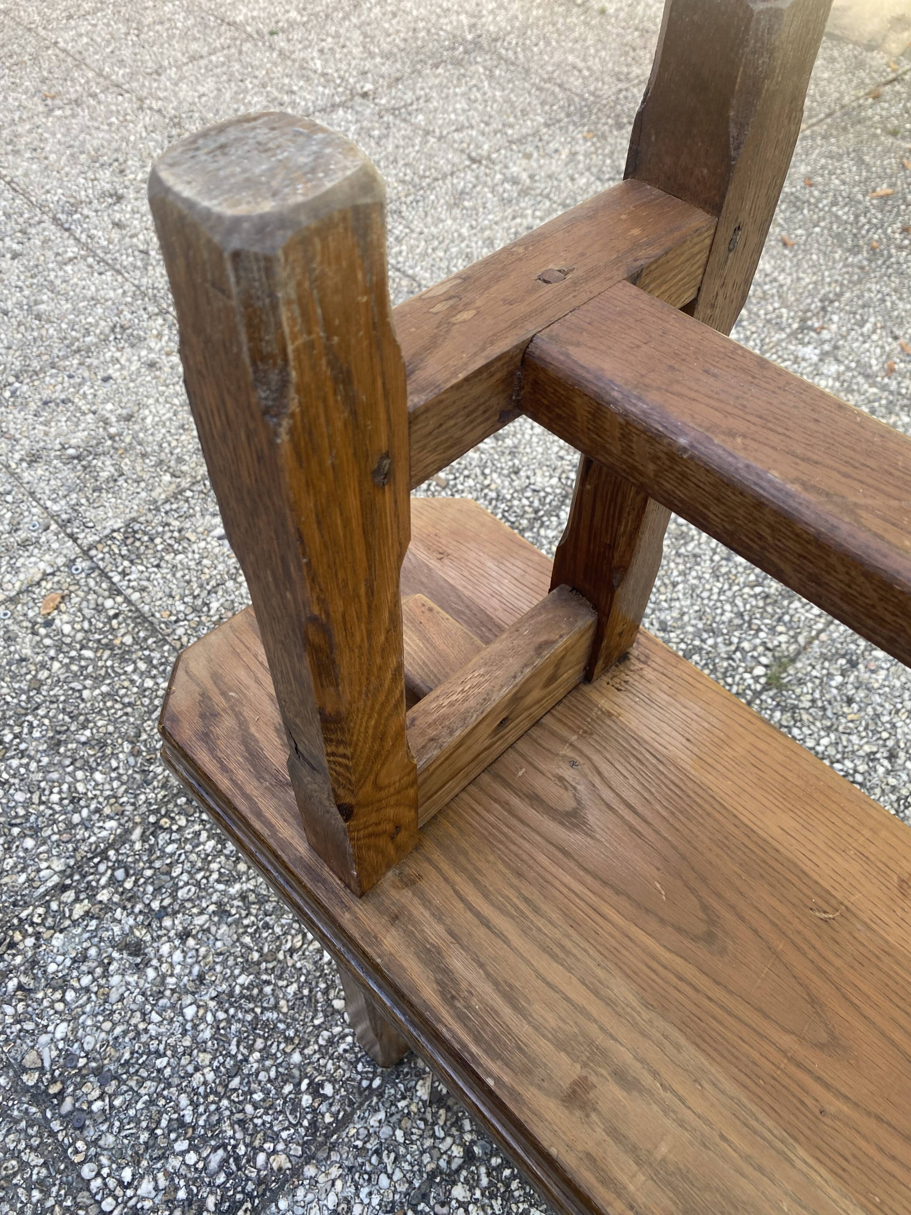 Solid oak farmhouse bench 220cm for rustic farmhouse table 1950