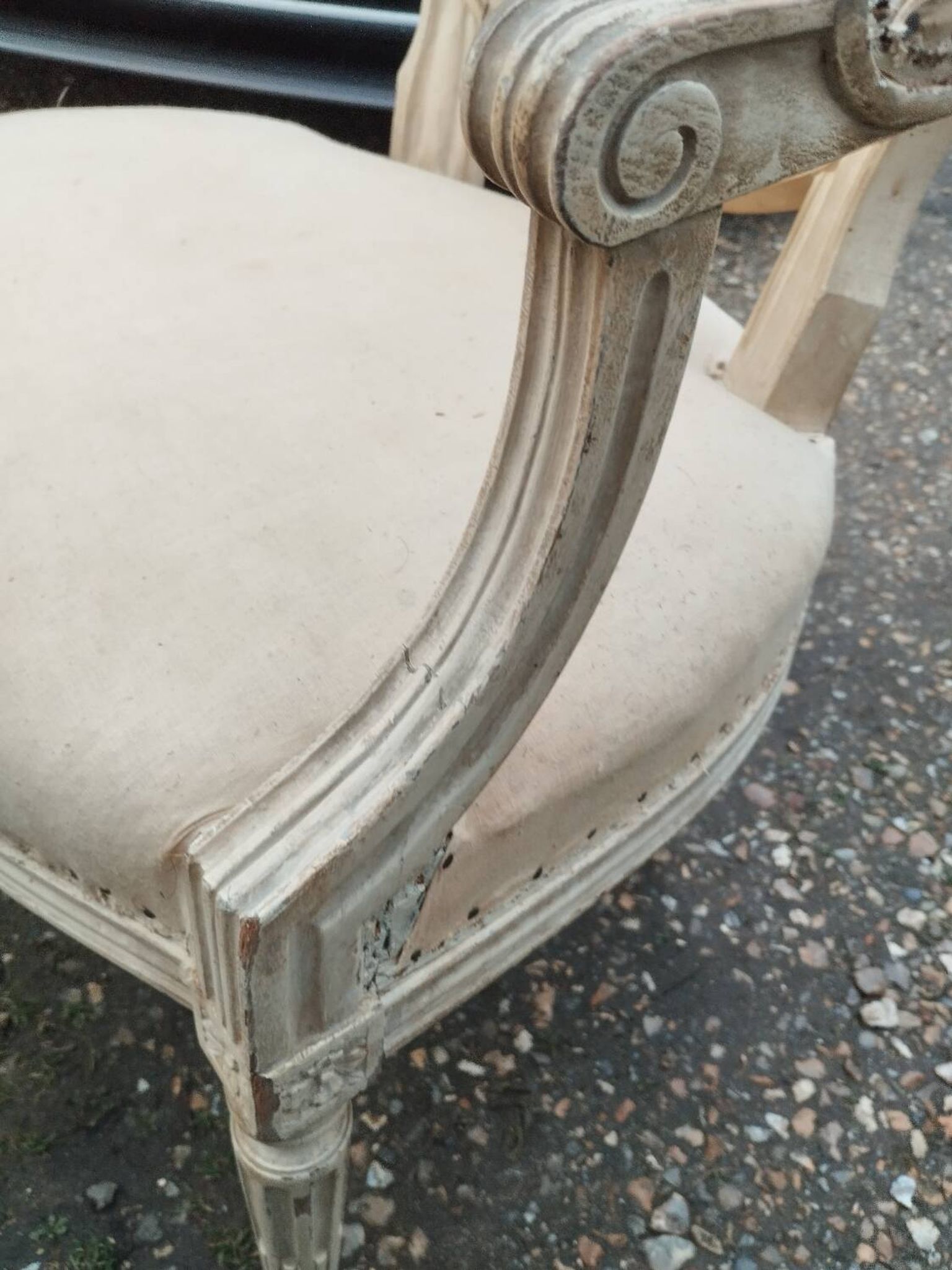 Antique armchair in Louis XVI style from the late 19th century.