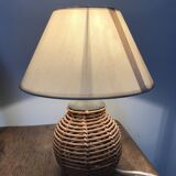 Pair of feet of vintage rattan lamps