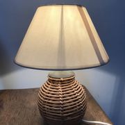 Paire de pieds de lampes vintage en rotin