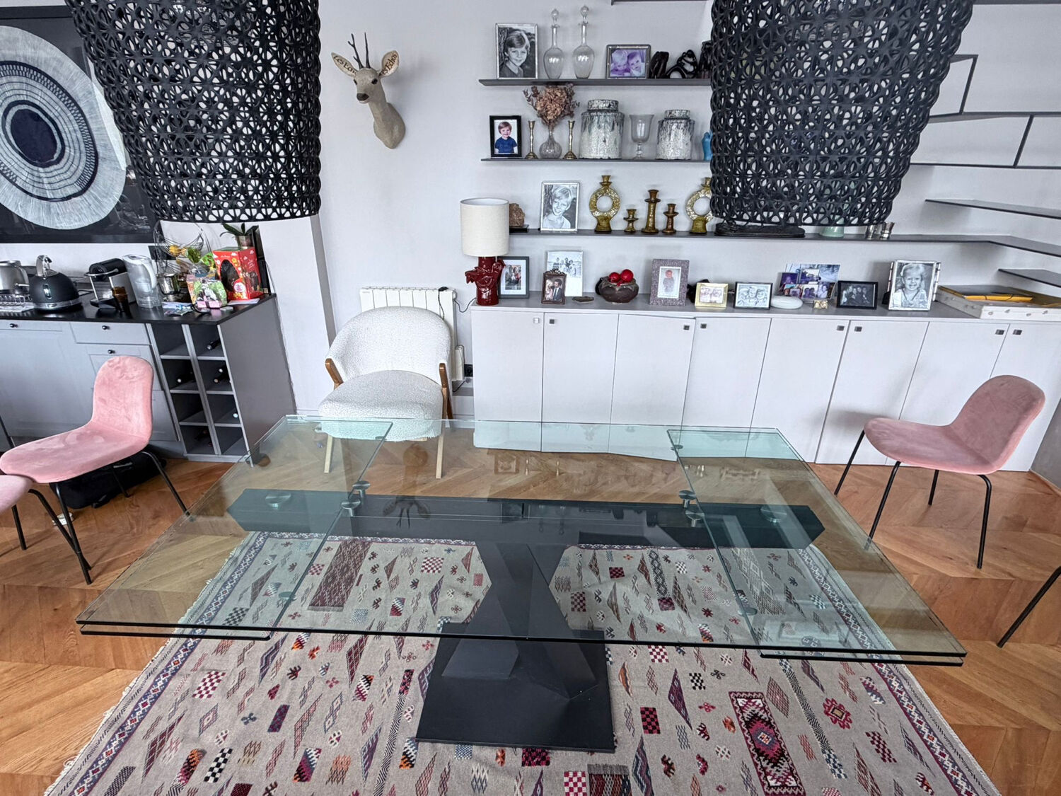 Extensible dining table (180-260) glass Roche Bobois