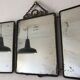 Mirror triptych Barber brass nickeled vintage 1920, 28x67cm