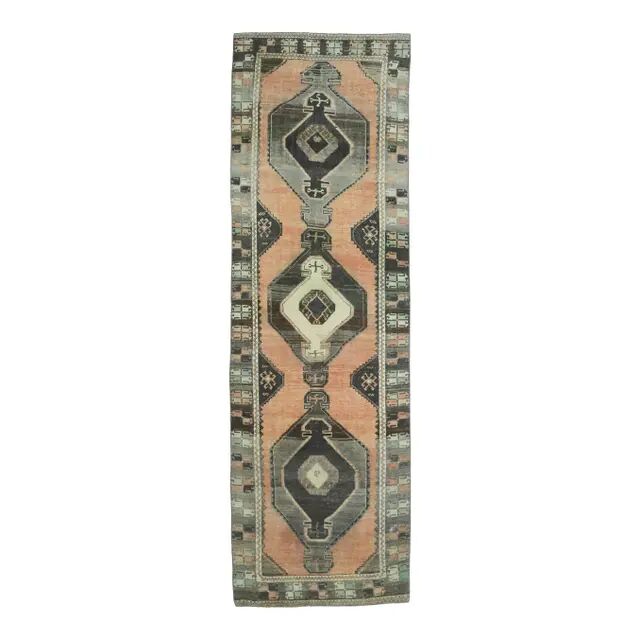 Vintage Turkish hand-knotted runner 112x358