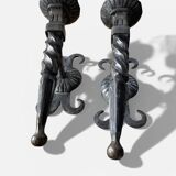 Pair of brutalist wall sconces in wrought iron