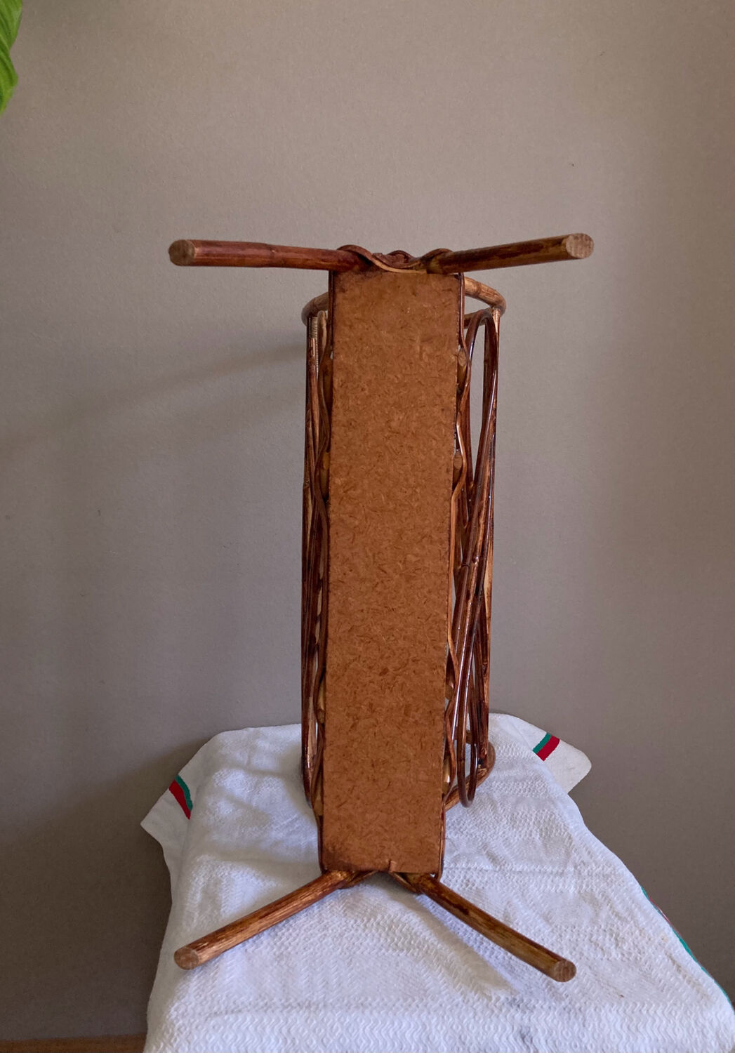 Rattan magazine holder 1970s