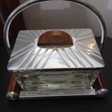 Candy box or cookie bucket in Art Deco crystal and wood