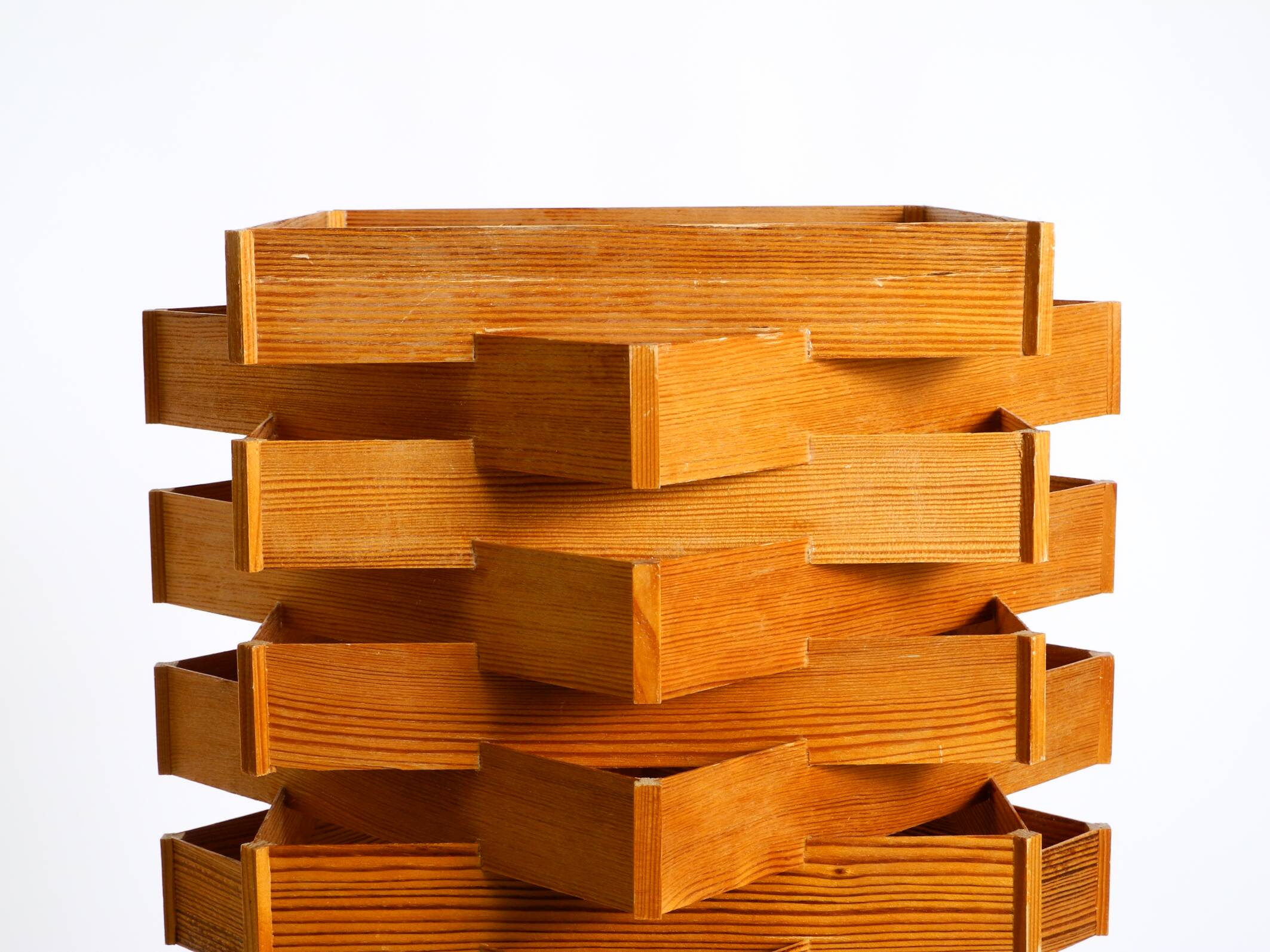 Large, Rare 1960s Pine Veneer Floor or Table Lamp — Scandinavian Production