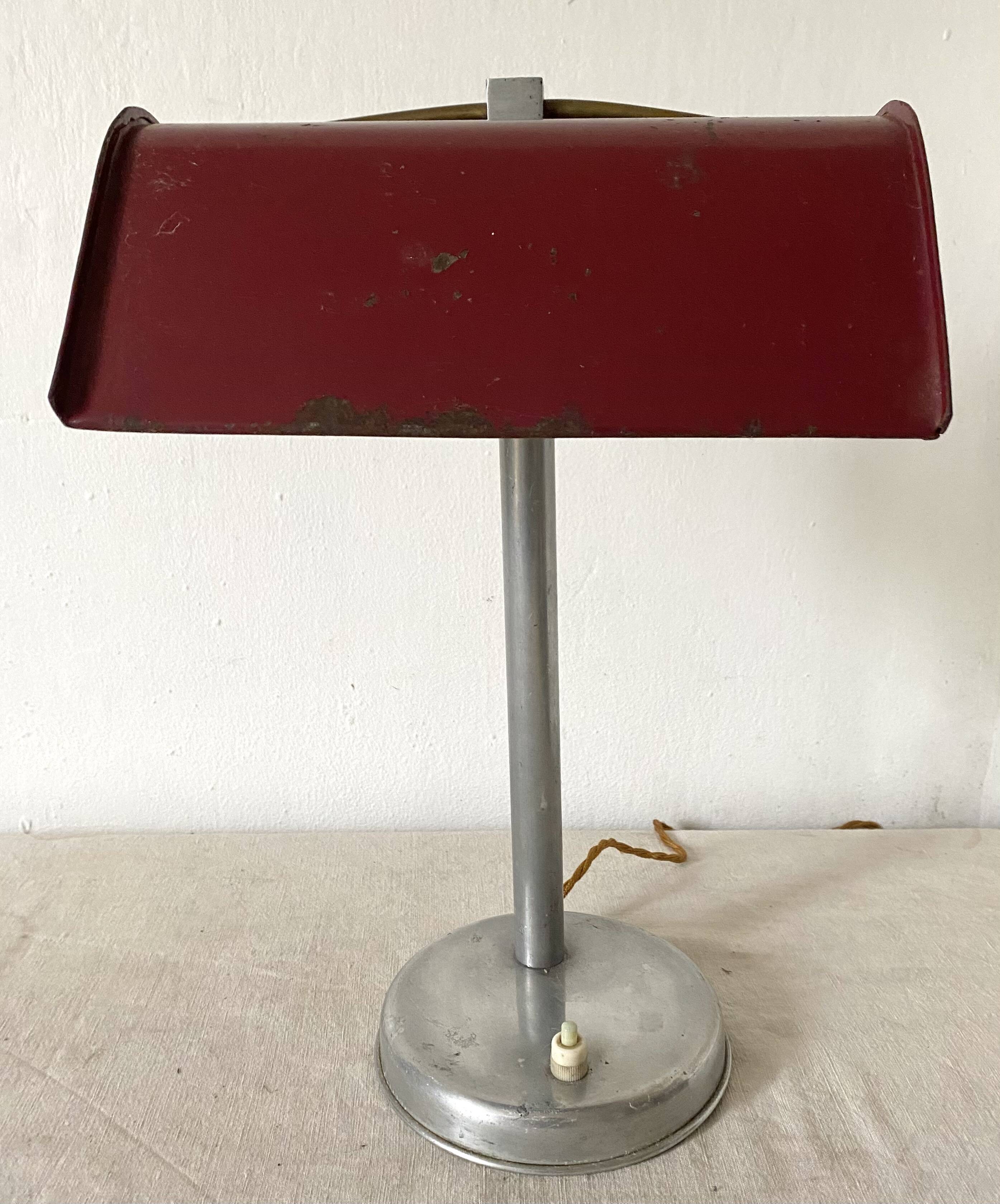 Lampe de bureau art déco en alu et tôle