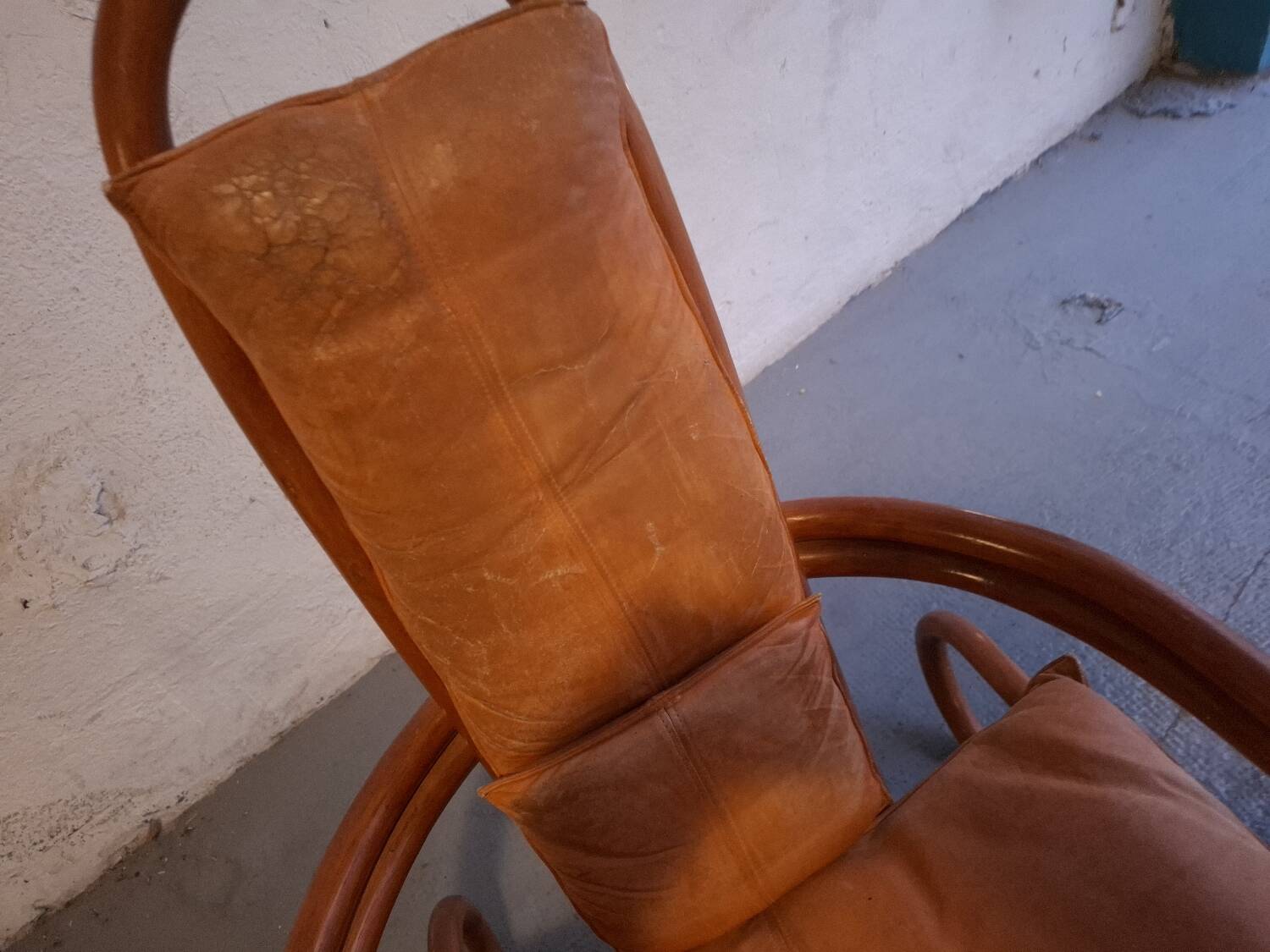 Set de fauteuils en bambou et cuir années 60'S