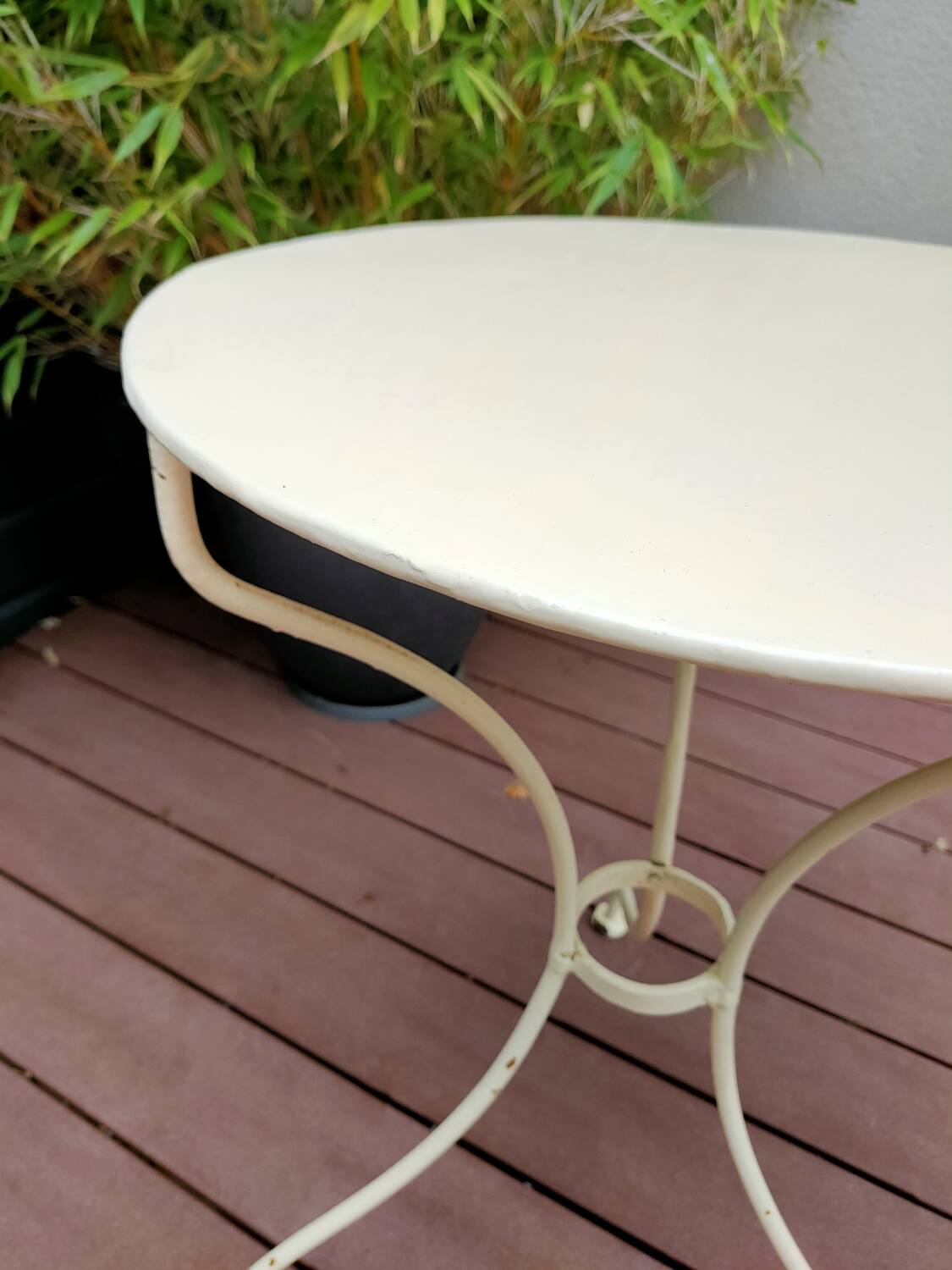 Old white iron garden table