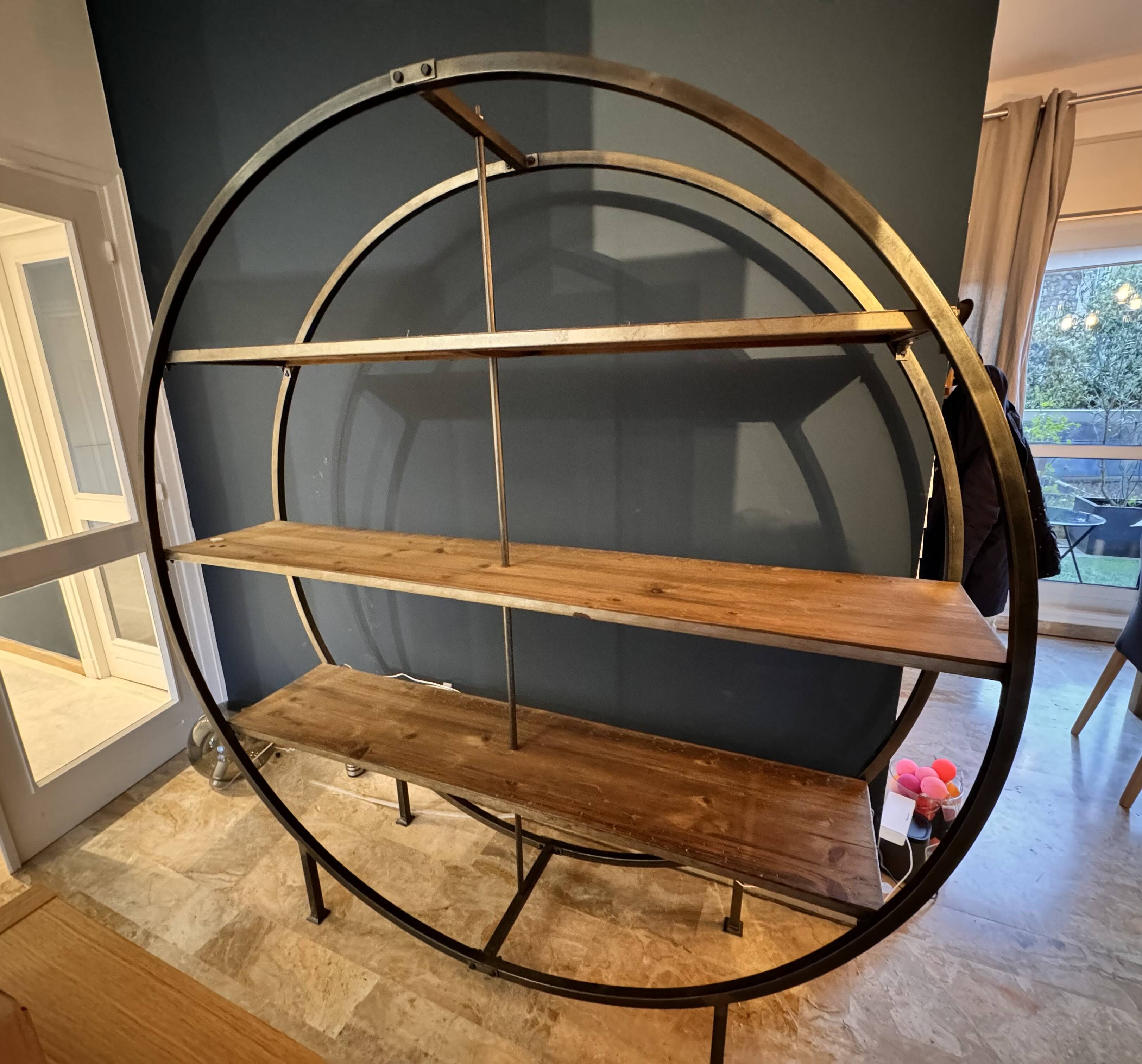 Bibliothèque metallique ronde ( inspiration art déco )
