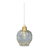 Vintage clear molded glass globe pendant light