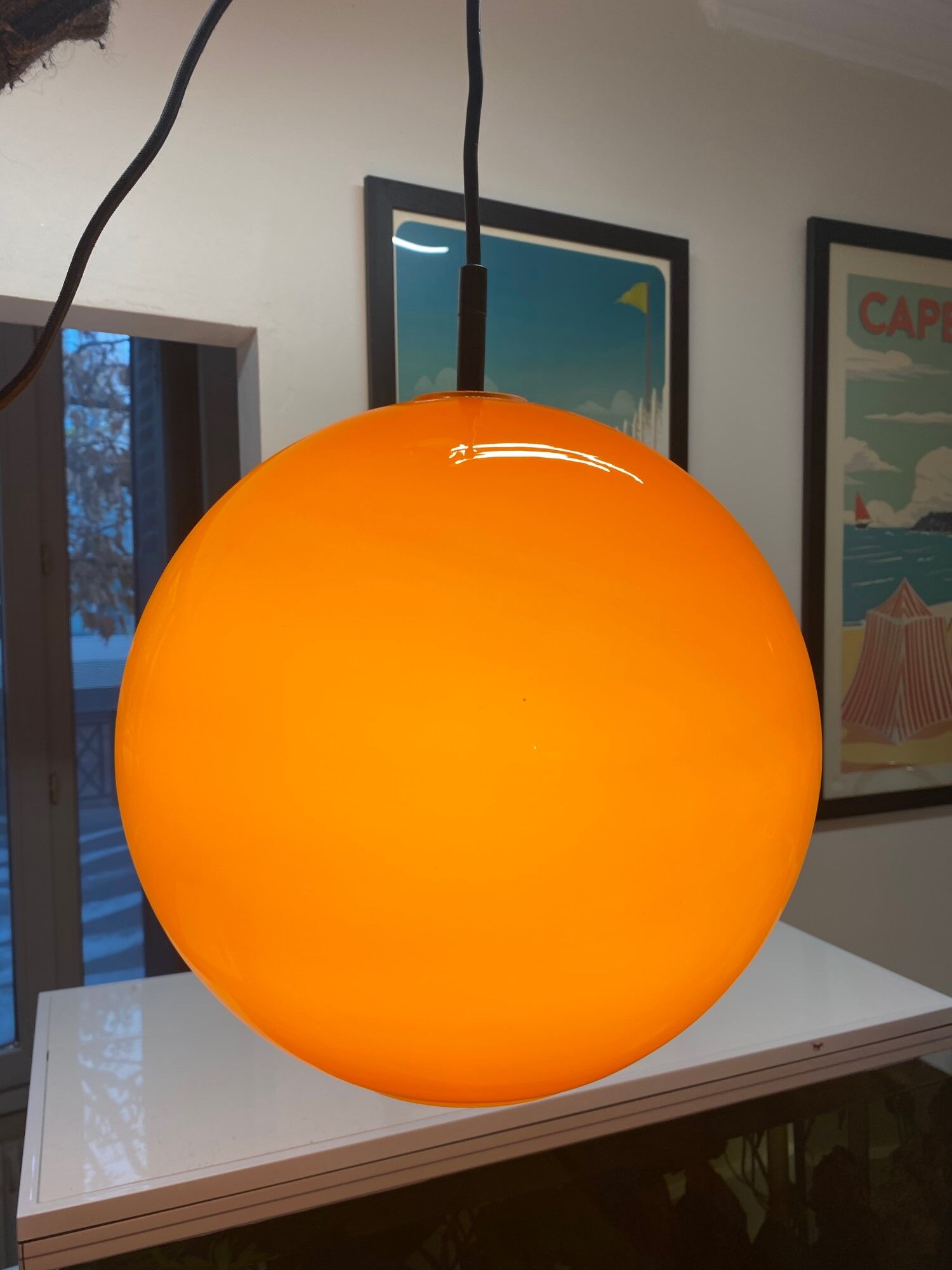 Orange ball chandelier