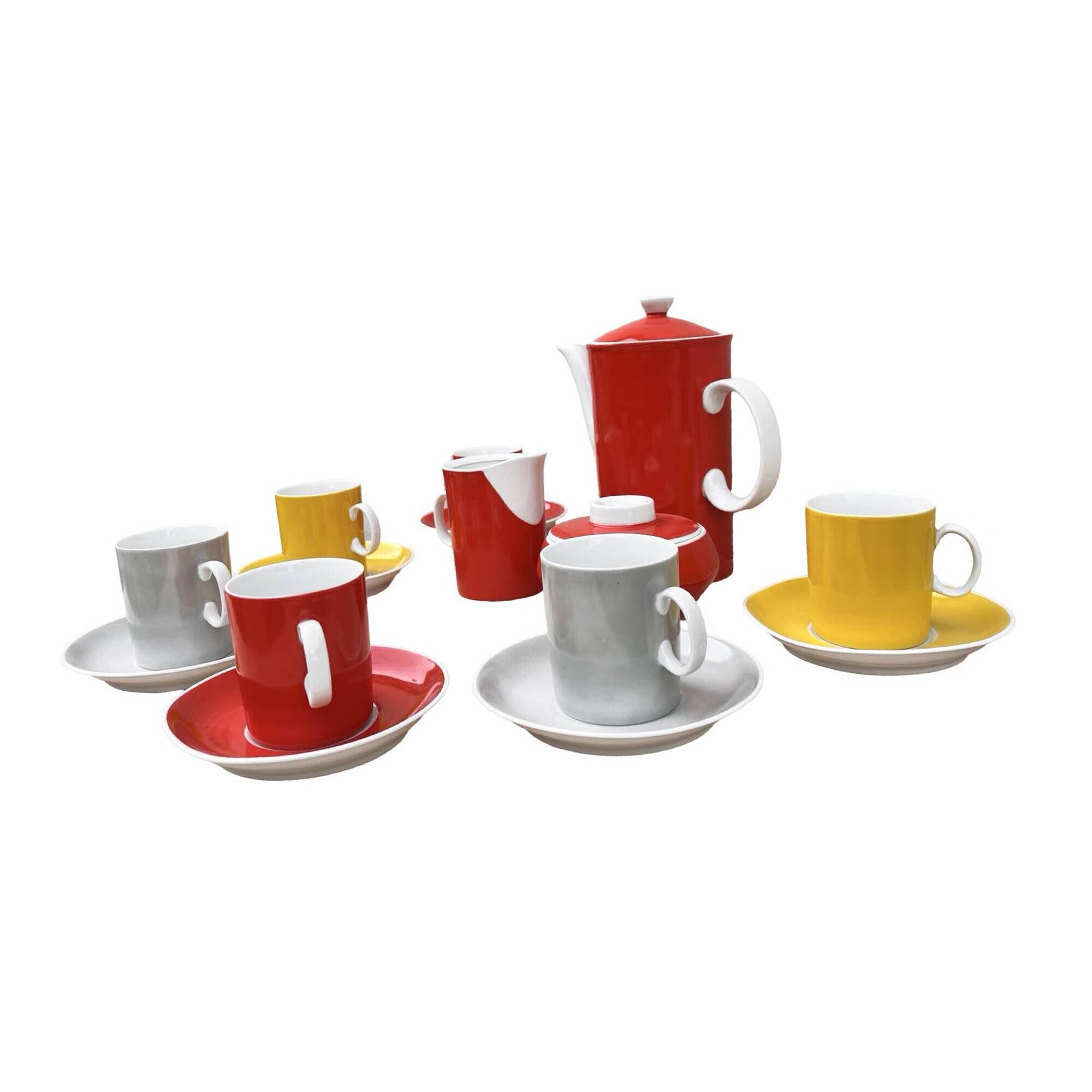 Coffee service for 6 people, milo designed by a. sadulski, karolina table porcelain plant, poland, 1