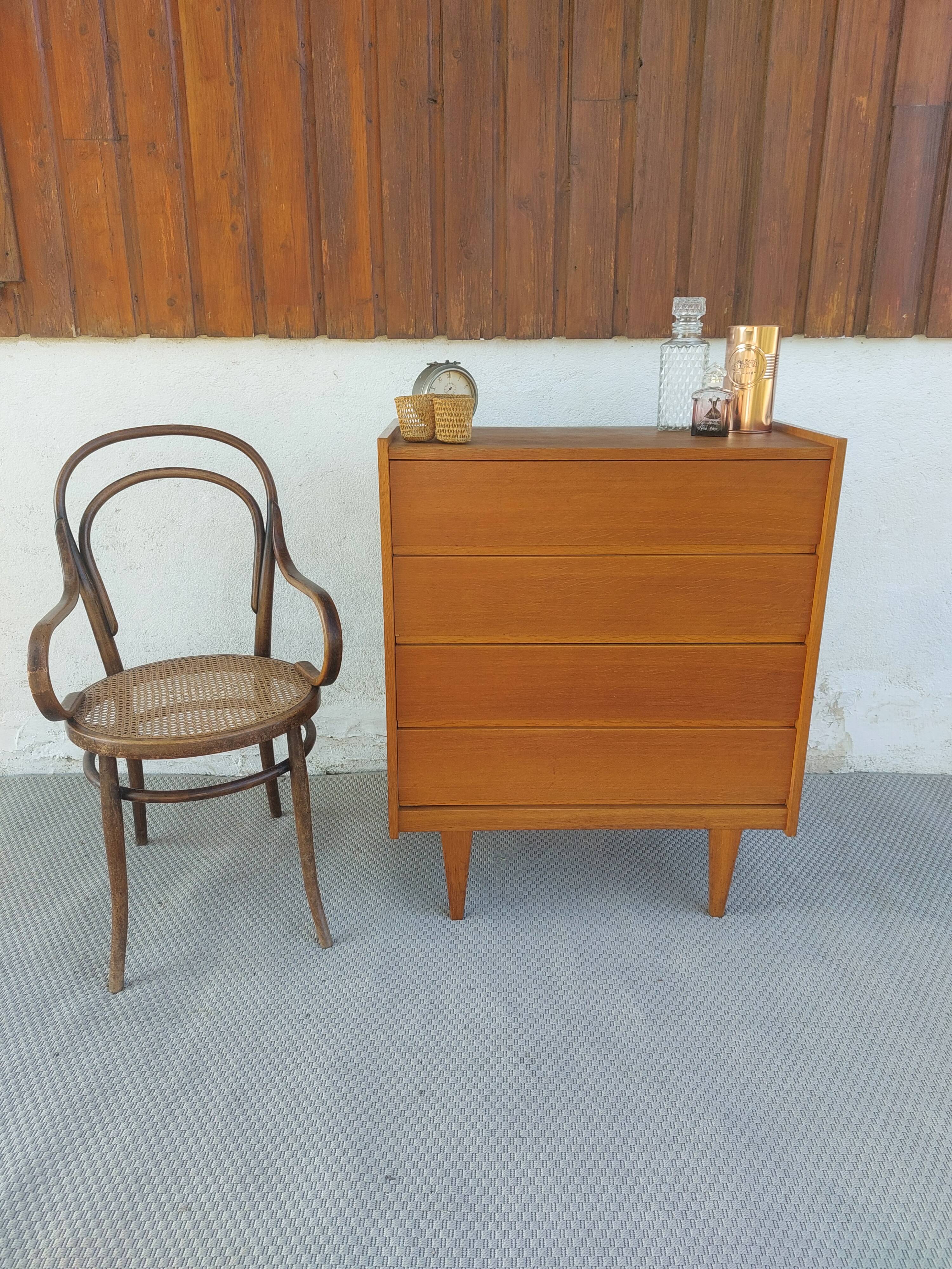 vintage chest of drawers, 60s-70s, "hidden" handles