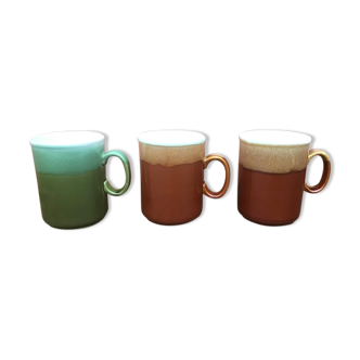 3 English Staffordshire Kiln Craft mugs