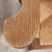 Pair of brutalist oak lounge chairs with rush seats – Netherlands