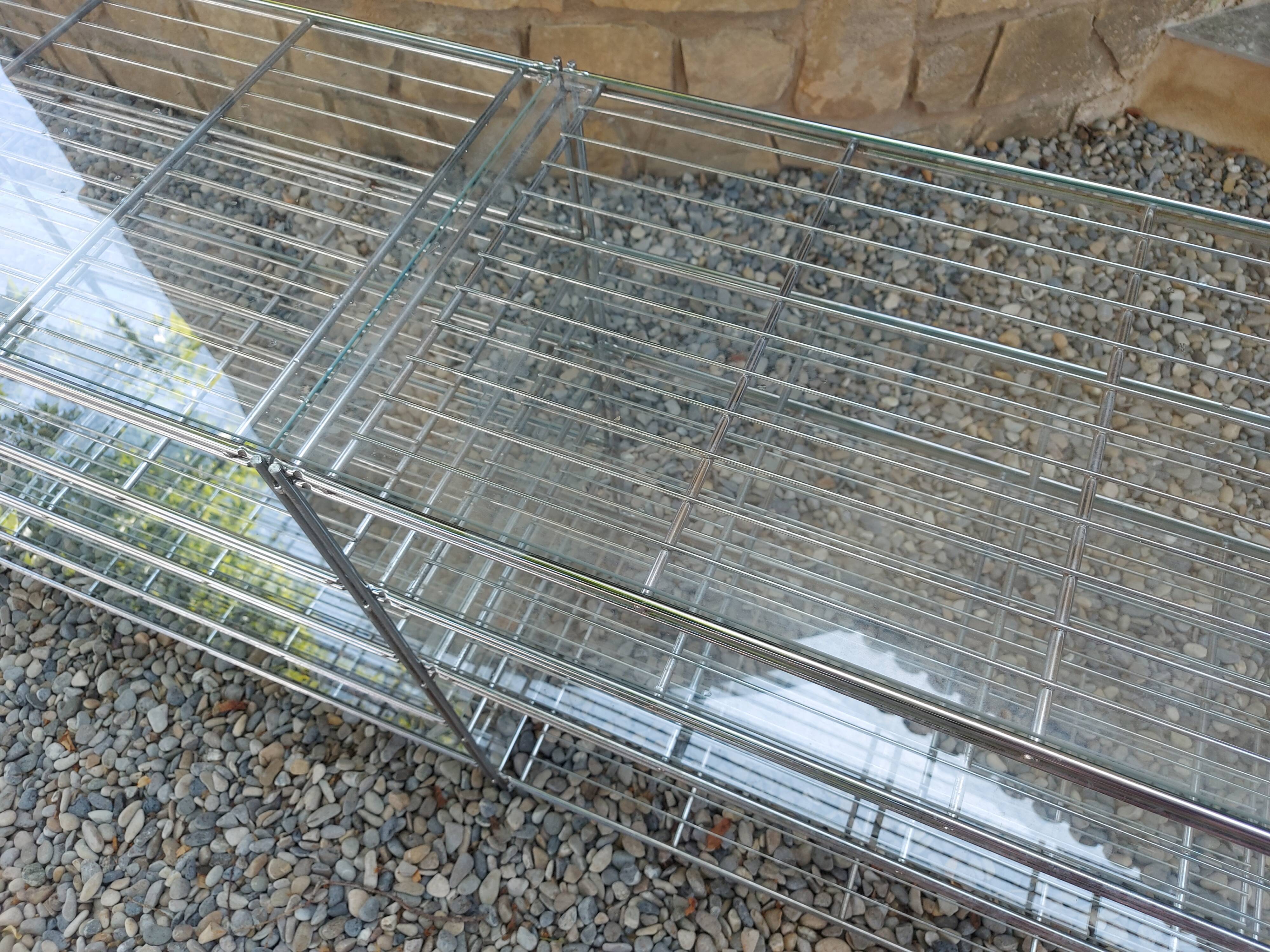 Etagère Ikea années 80 en acier chromé et verre par Niels Gammelgaard
