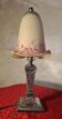 nickel lamp 1900 chiseled, glass paste eggshell and fuchsia 40x9 magnificent