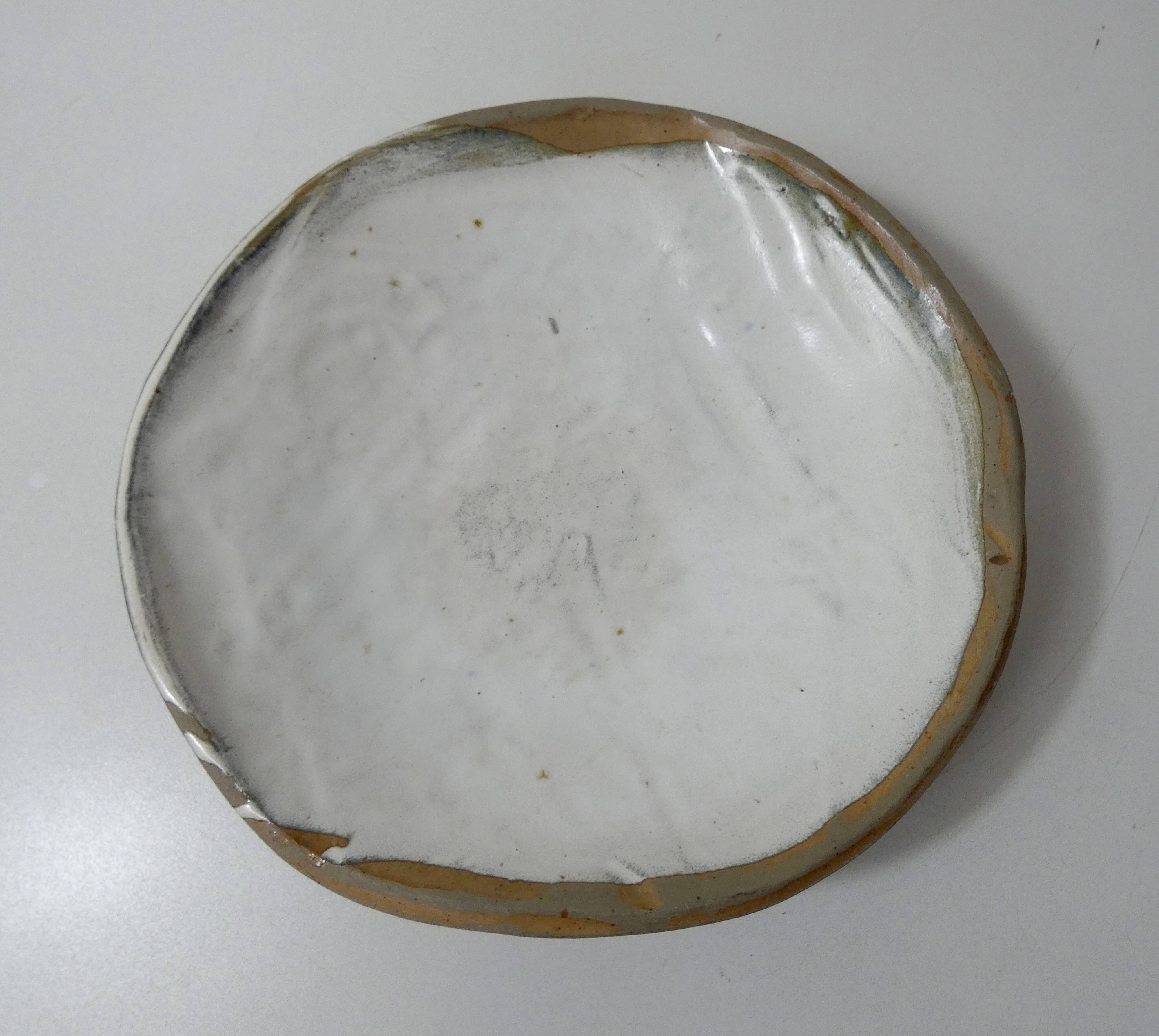 Enameled stoneware compote bowl