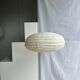Suspension in rattan and natural linen Japanese style flattened oval h35 d60