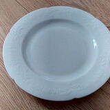 Set of 6 white porcelain dessert plates from Limoges