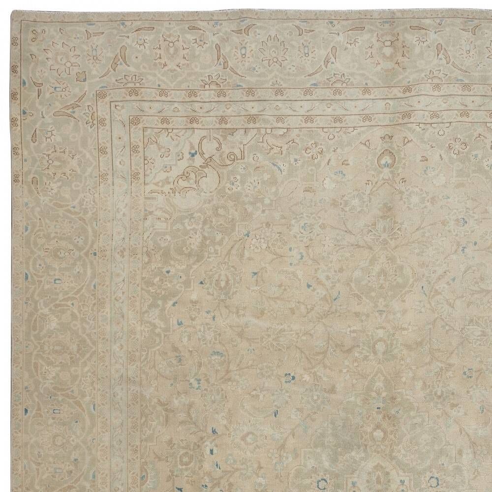 One of a kind Vintage Turkish Area Rug. Handmade Beige Large Carpet for Rustic, Country & Farmhouse Decor