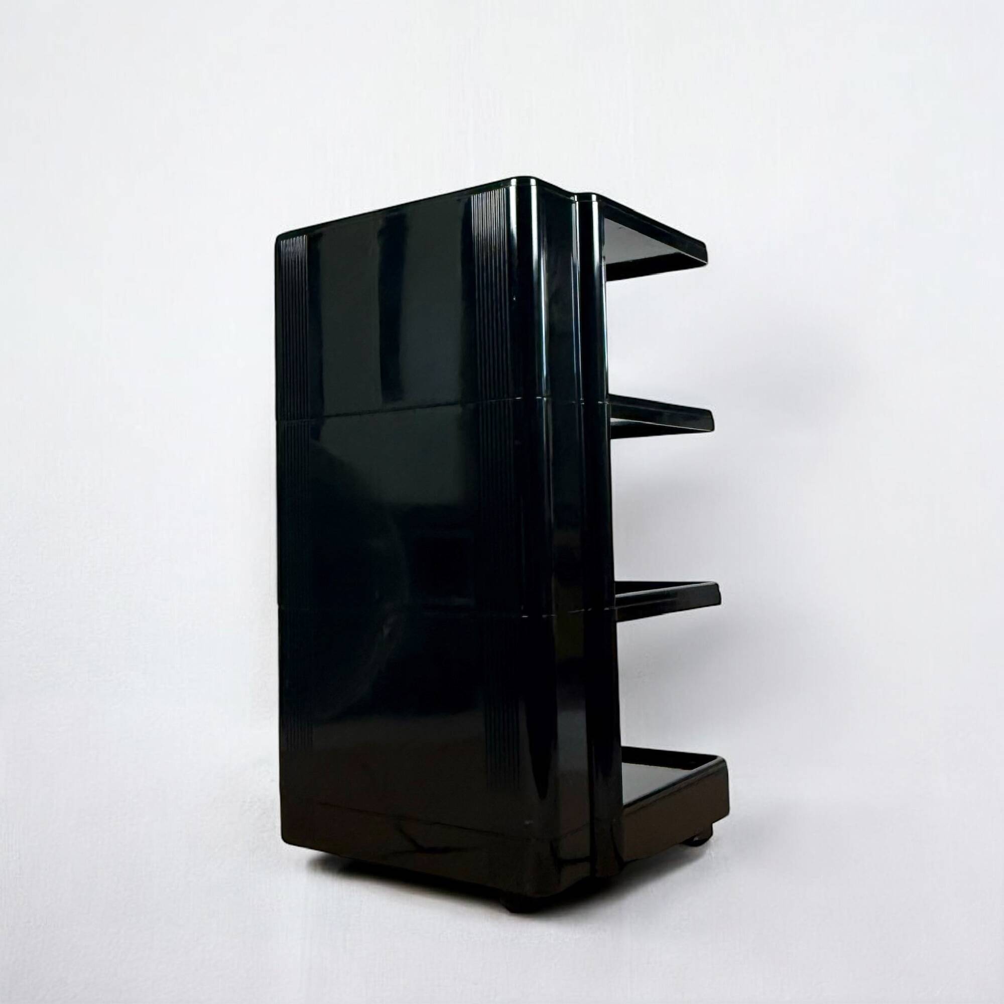 Neolt Superstile Trolley Tall 1970s Italian Design in Glossy Black