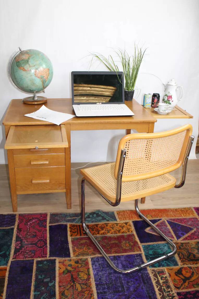 Vintage Scandinavian oak desk with 4 drawers – Sweden – 1960s