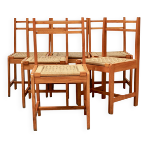 6 chaises bois clair,