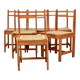 6 light wood chairs with rush seats, Italy, 1960s