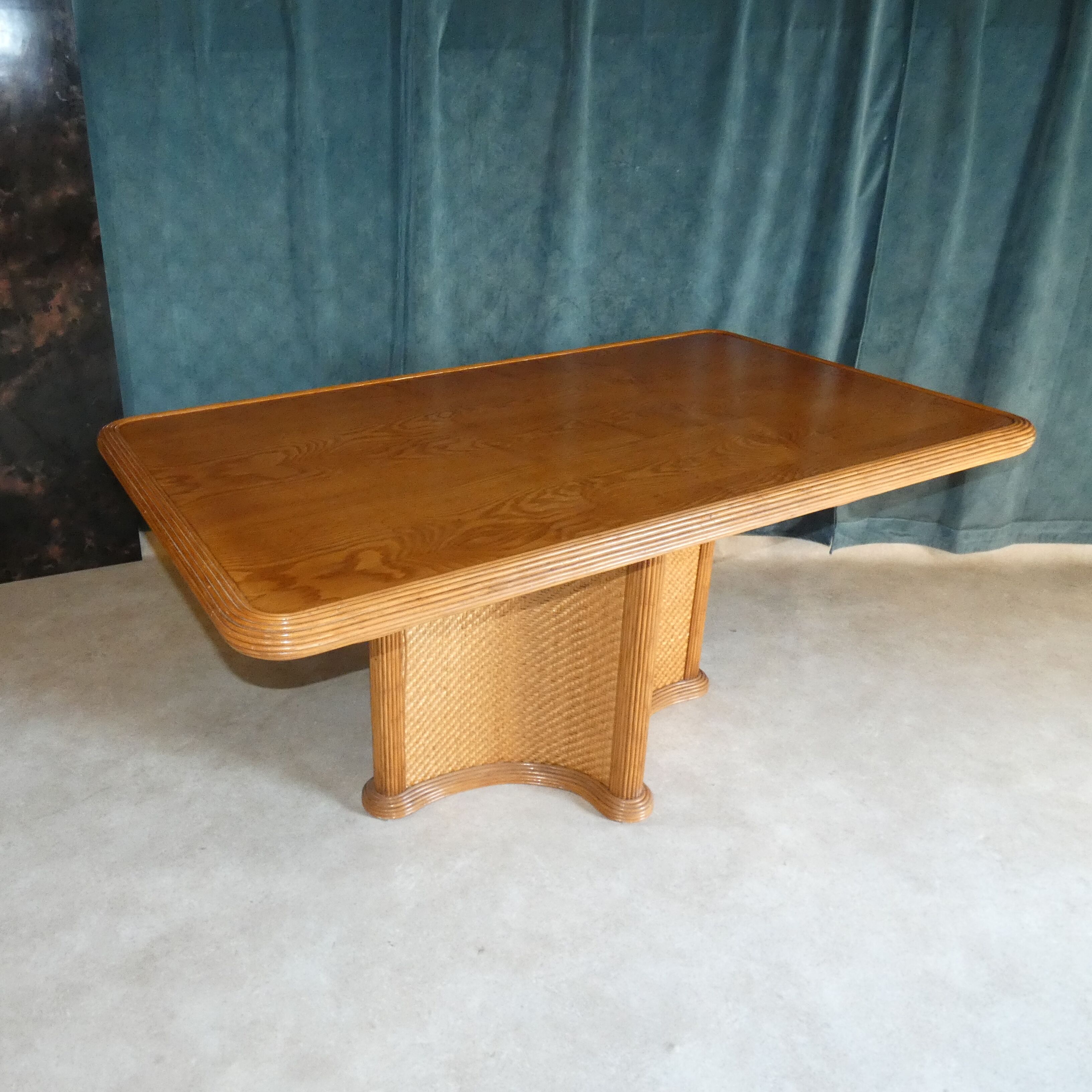 Dinner table in rattan cane