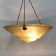 Old chandelier, Art Deco 1 light basin pendant light, in yellow glass paste. 1930s