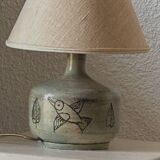 Jacques Blin lamp signed with original shade – vintage ceramic