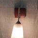 Vintage wall lights in wood, brass and glass - mid. 20th century