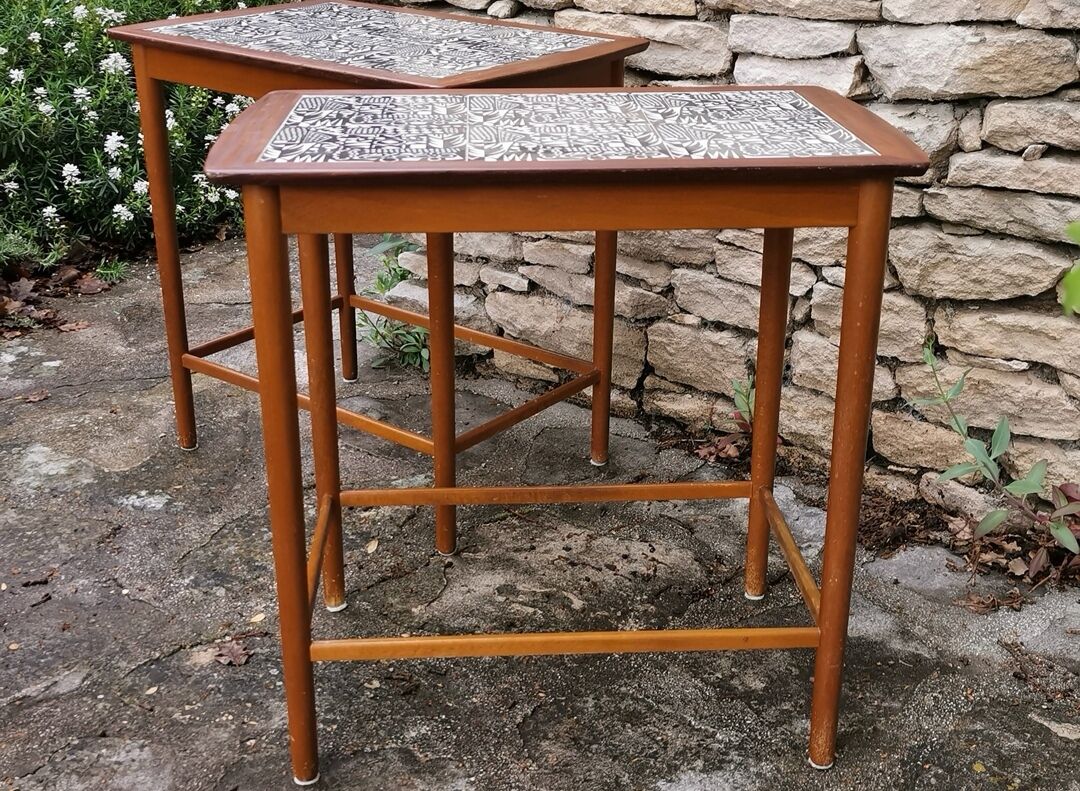 Two magnificent Scandinavian teak and earthenware 60s services