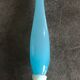 Vase soliflore in opaline turquoise blue color and white foot 24 cm