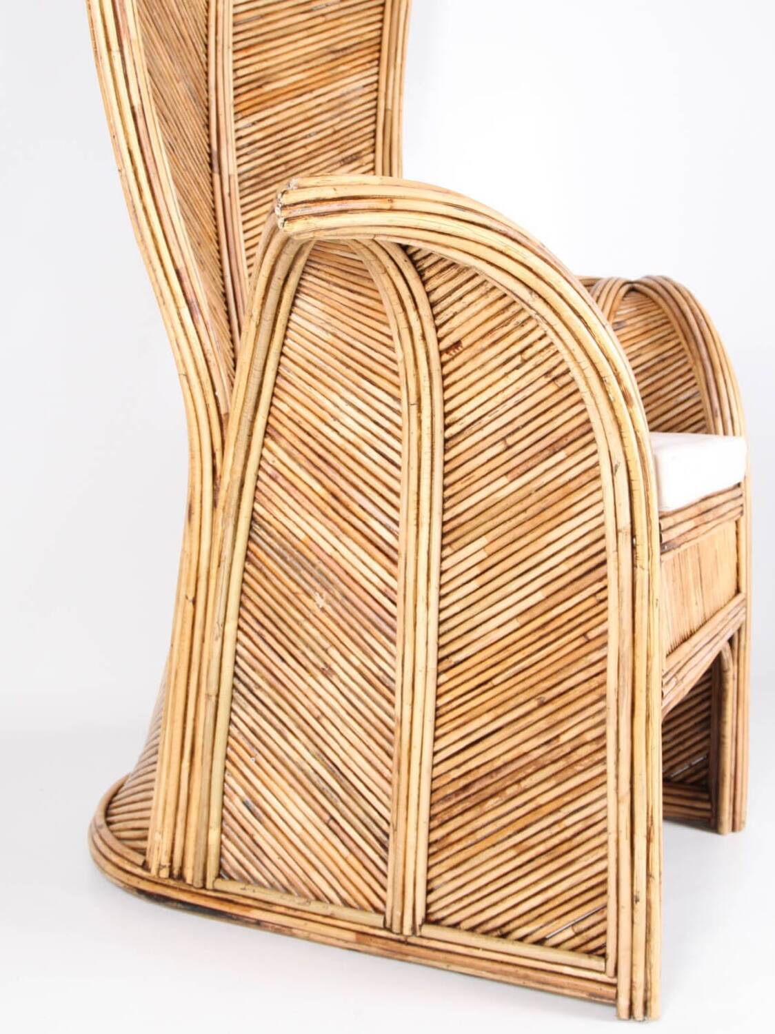 Large "palm" rattan armchair