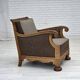 1950s, Danish armchair, furniture wool, solid carved oak wood.