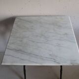Square bistro table in white marble and cast iron